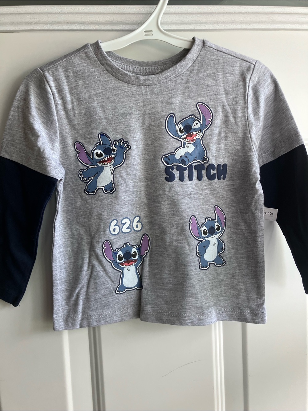 Disney Stitch grey blue long sleeve shirt 2T NEW